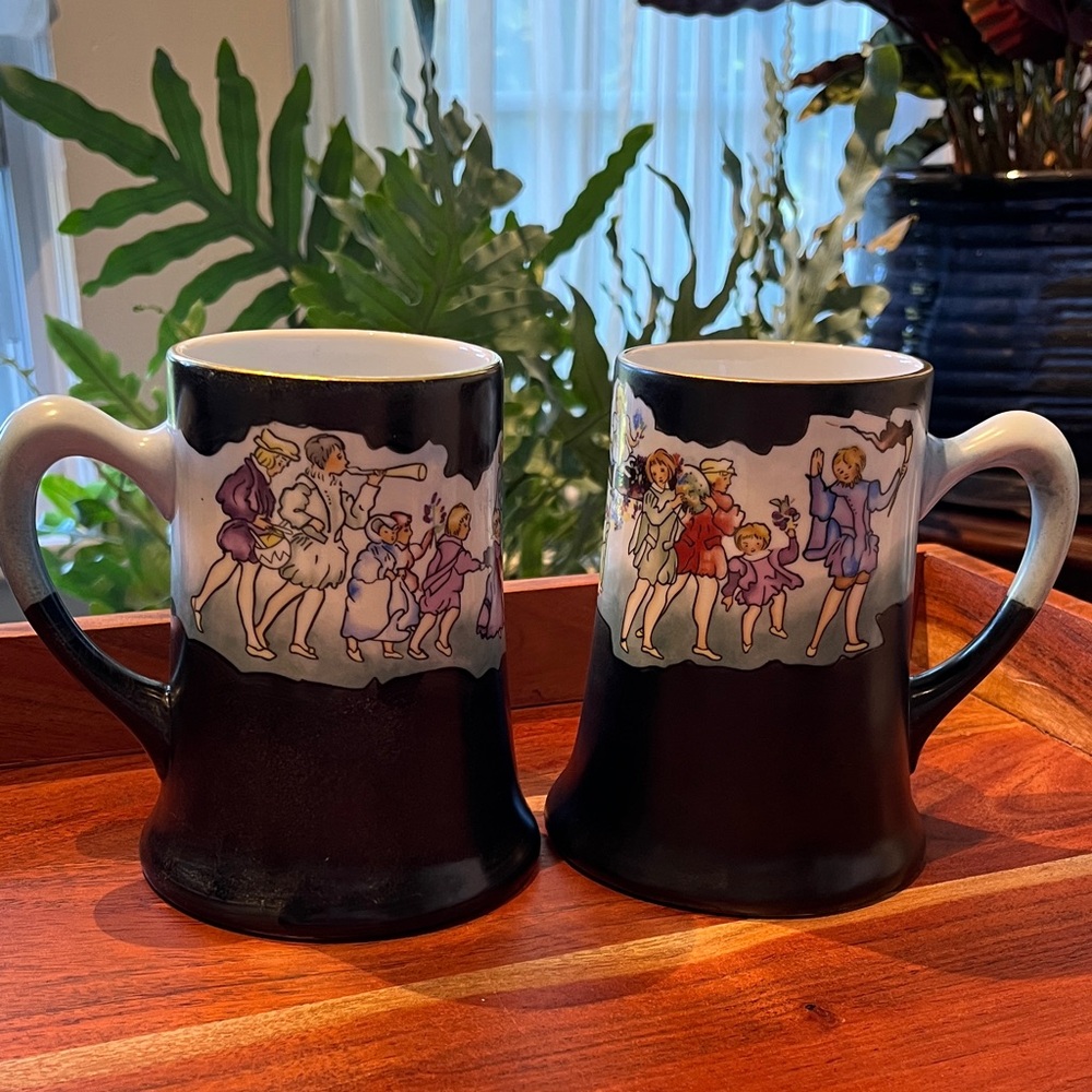 2 IDA LINDSEY MUGS WITH “FOLLOW ME”IMAGE FROM 1917